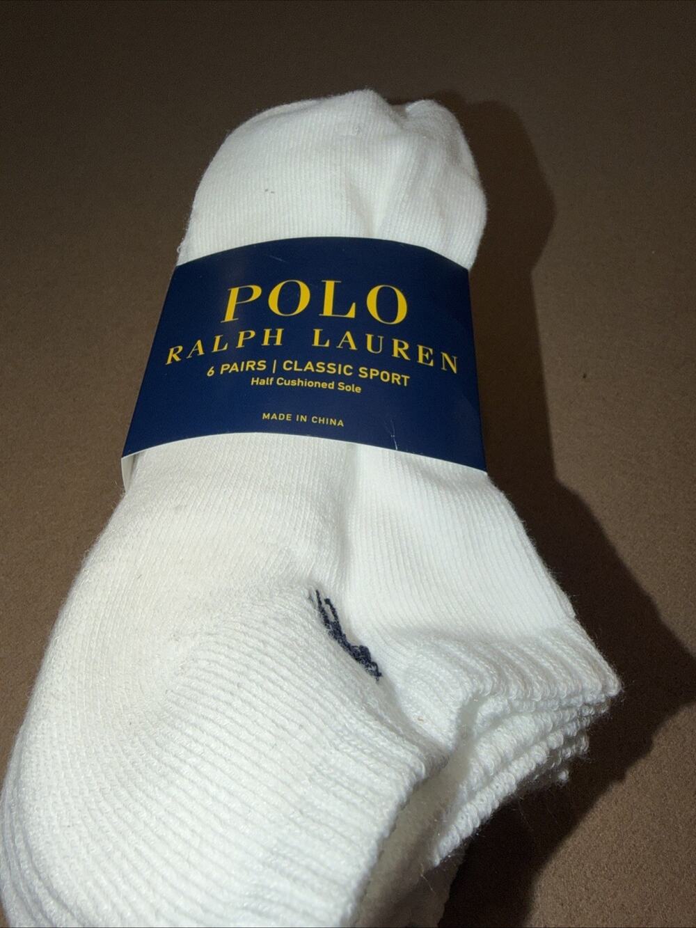 Polo Ralph Lauren Men 6 Pair Classic Sport Low Cut Socks 6-12.5 White